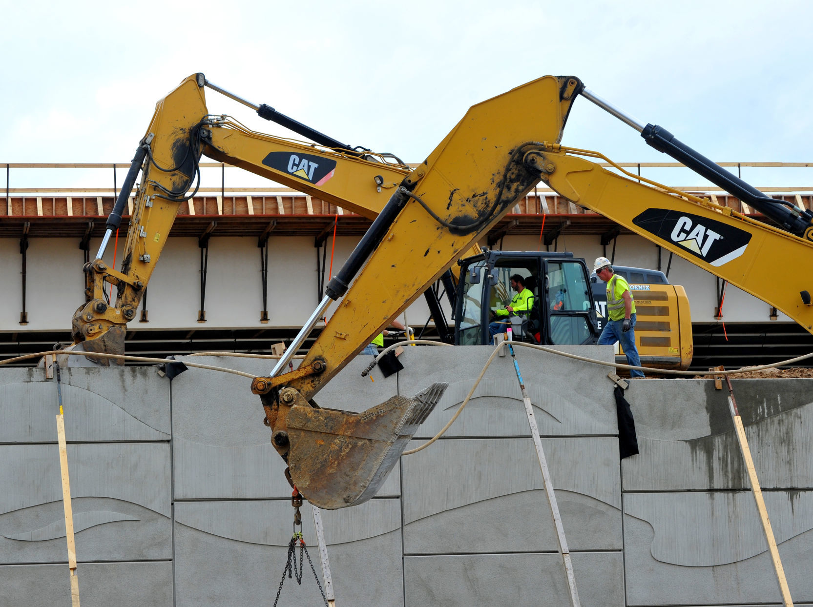 Construction and demolition work for the new Interstate 74 bridge.